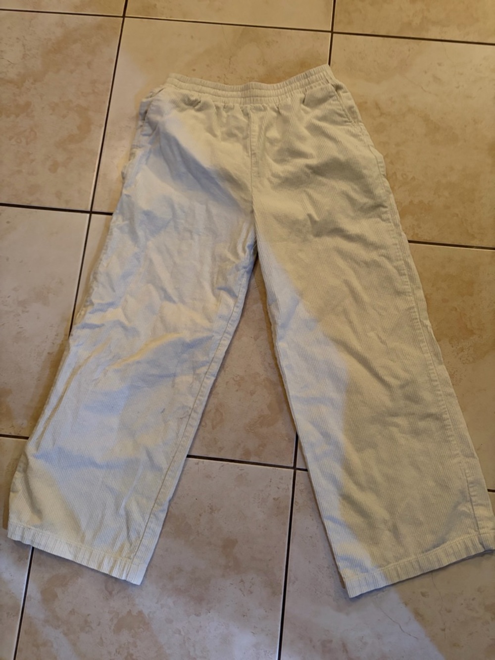 Double Zero Men's Cream Corduroy Relaxed Trousers